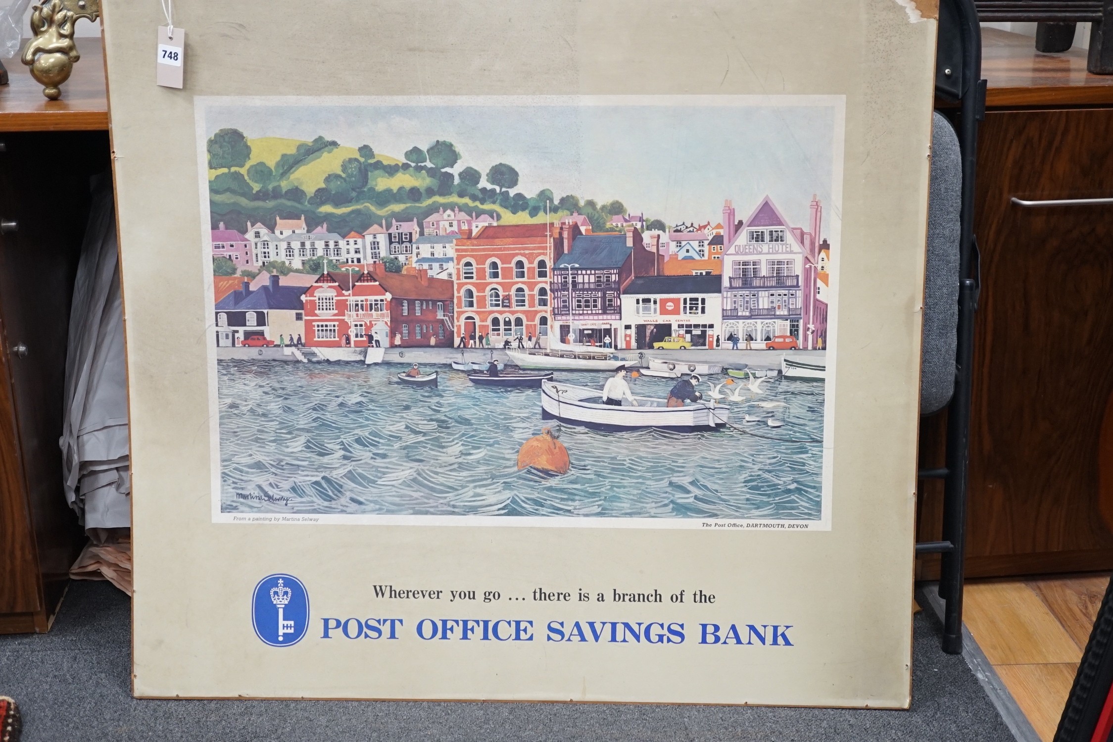 Martina Selway, lithograph, poster for 'The Post Office, Dartmouth, Devon', laid on board, 89 x 100cm, unframed